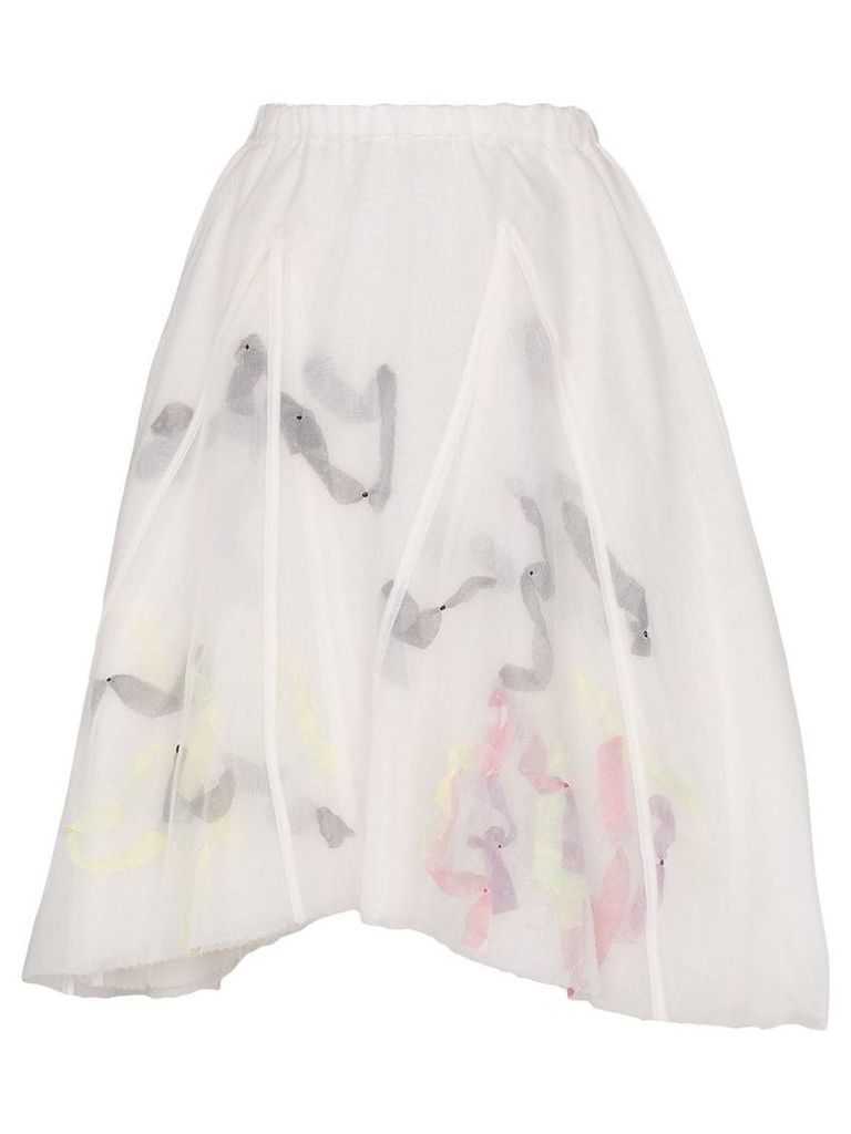 Susan Fang organza printed midi skirt - White