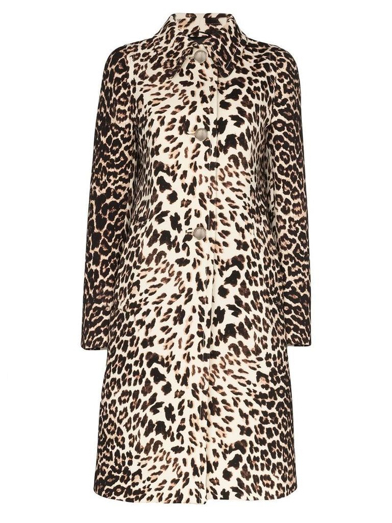 Prada leopard-print wool coat - Brown