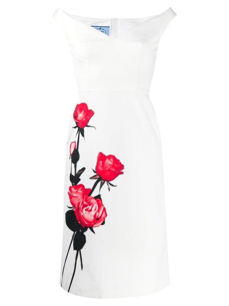 Prada rose print dress - White