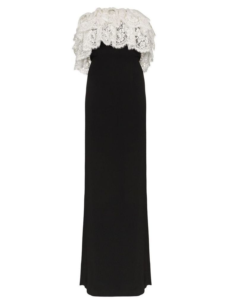 Alessandra Rich lace ruffle strapless maxi dress - Black