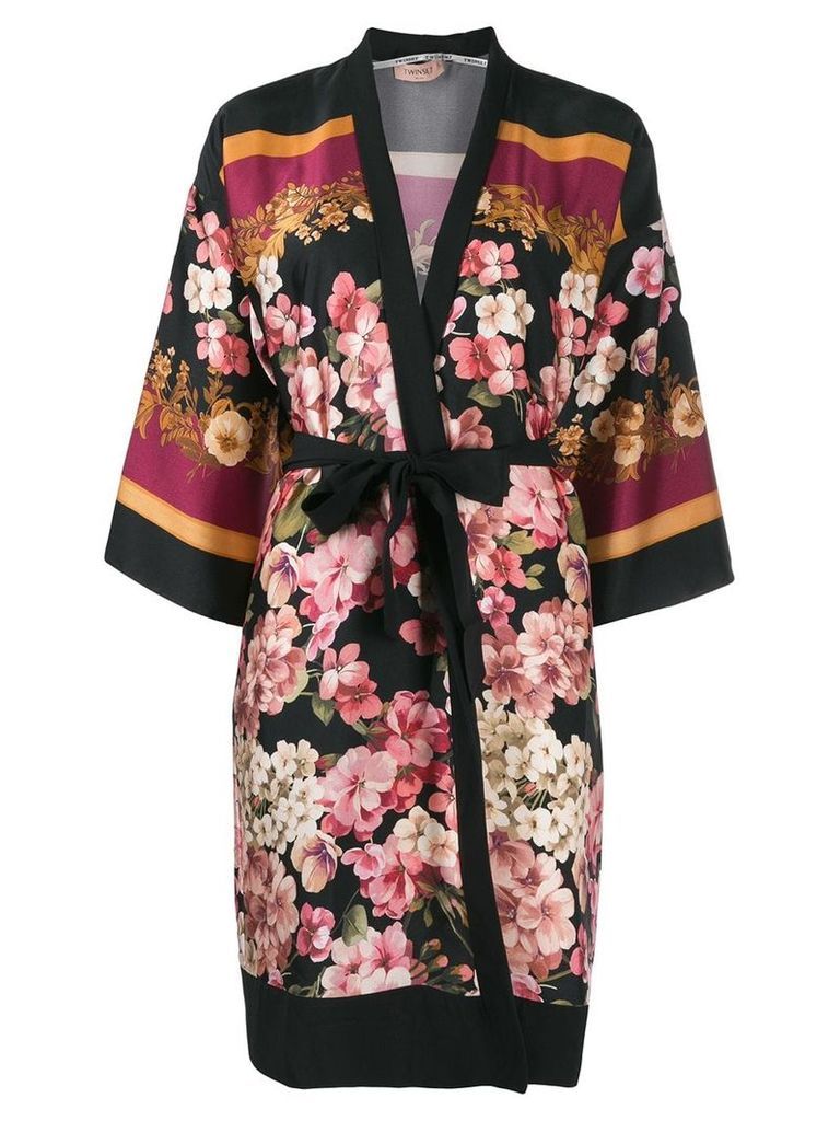 Twin-Set floral print kimono - Black