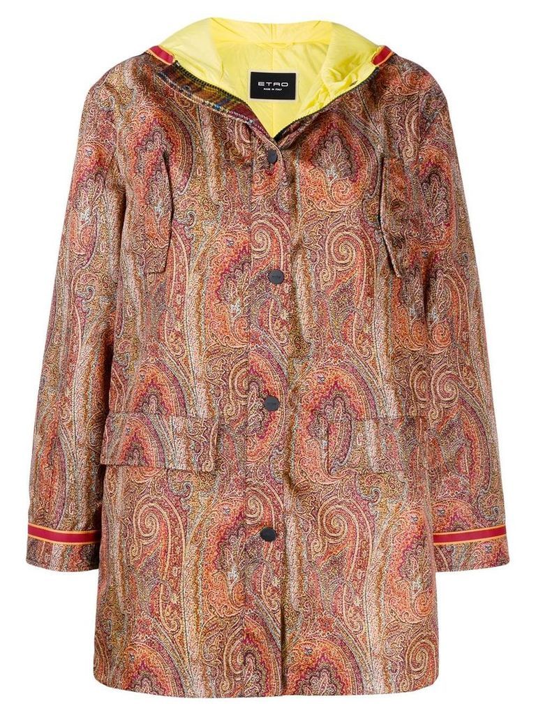 Etro Paisley printed parka coat - ORANGE