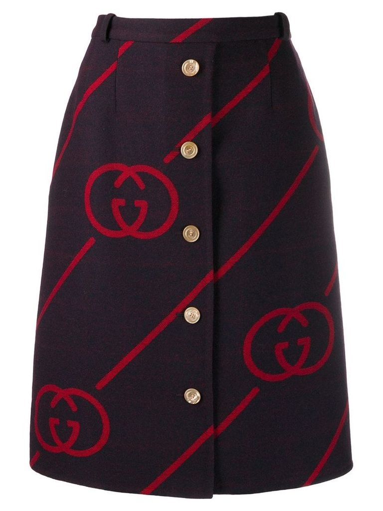 Gucci interlocking G reversible wool skirt - Red