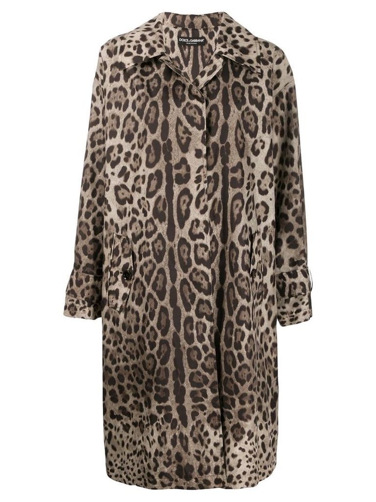 Dolce & Gabbana leopard print coat - Brown