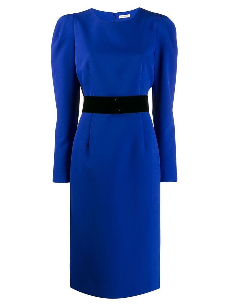 P.A.R.O.S.H. rounded shoulder midi dress - Blue
