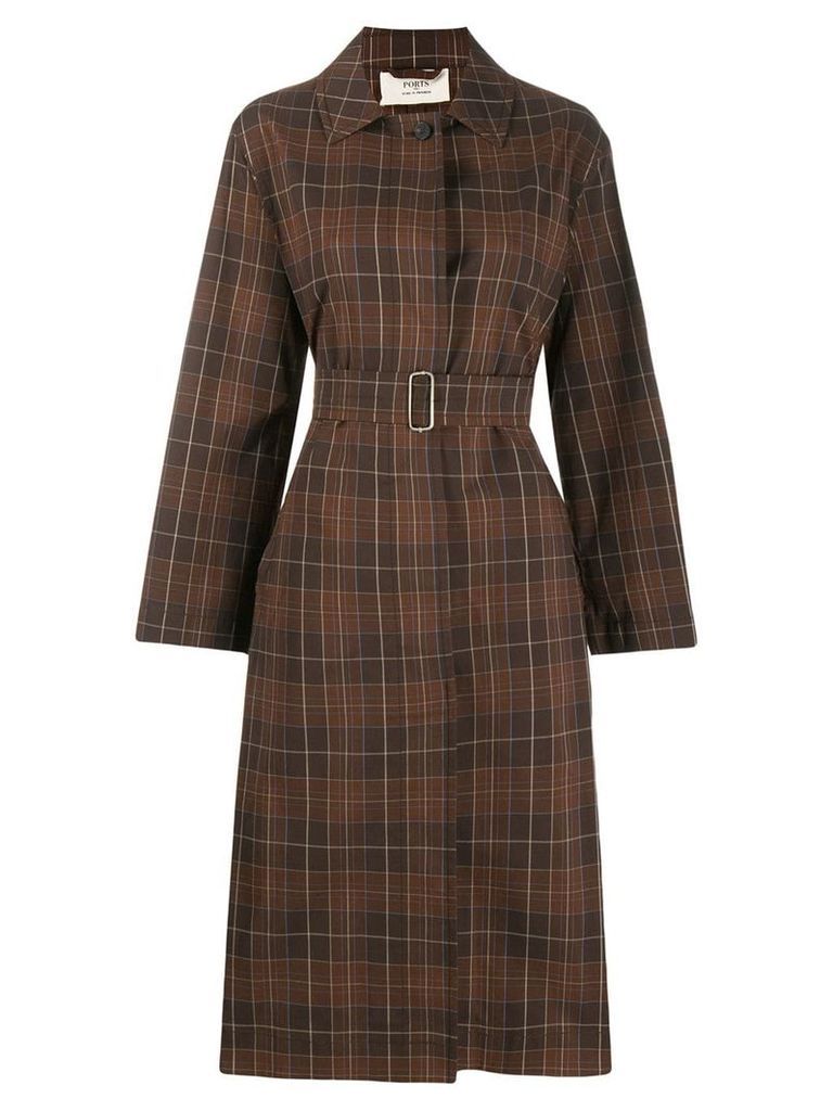 Ports 1961 checked trench coat - Brown
