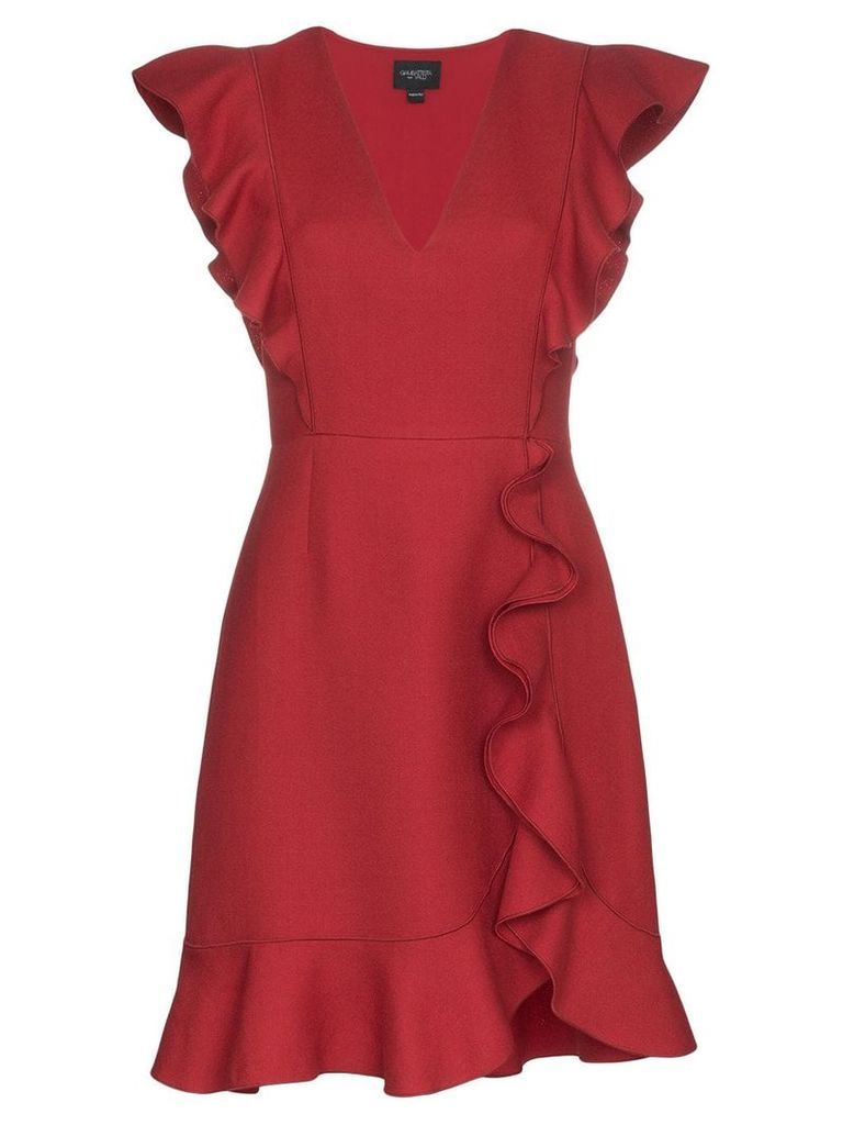 Giambattista Valli ruffle neck mini dress - Red