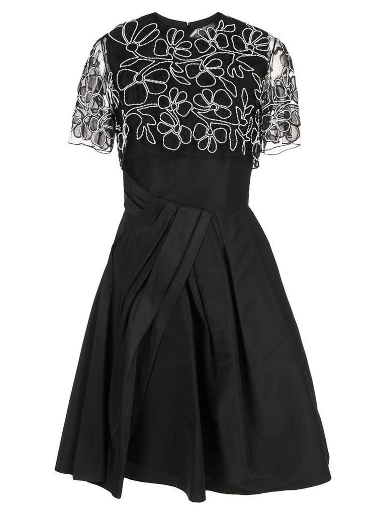 Carolina Herrera floral embroidery midi dress - Black