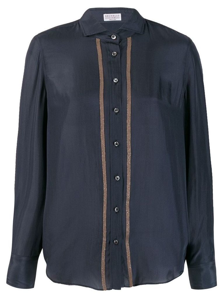 Brunello Cucinelli crystal trim shirt - Blue