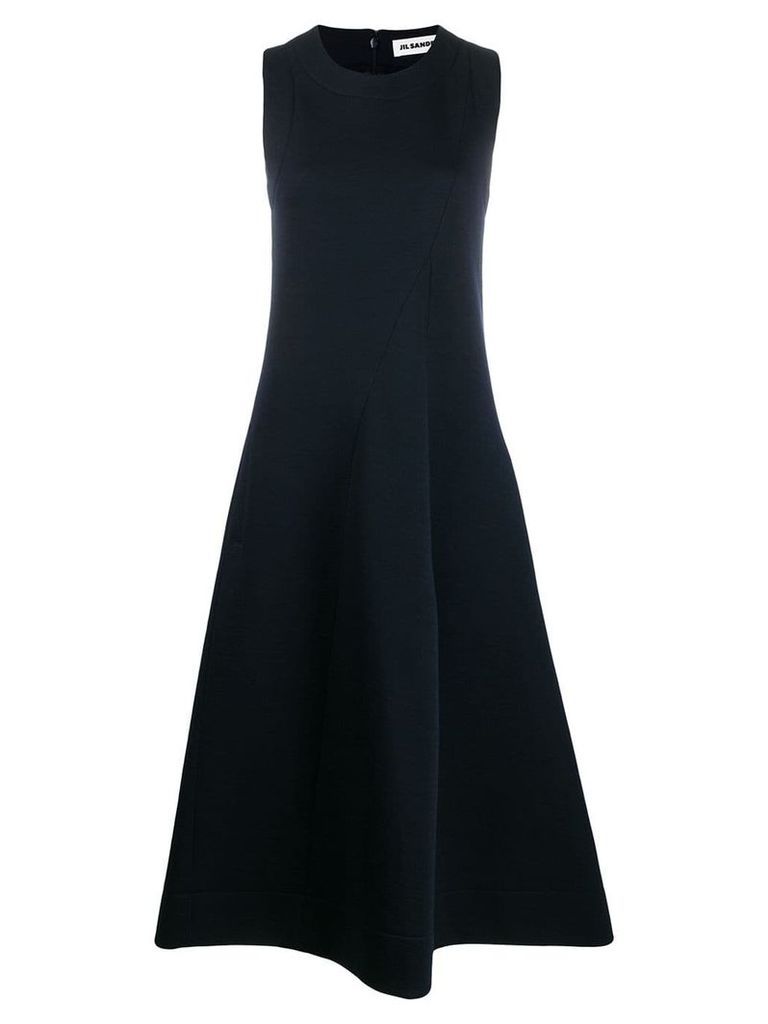 Jil Sander asymmetric pleated sleeveless dress - Blue
