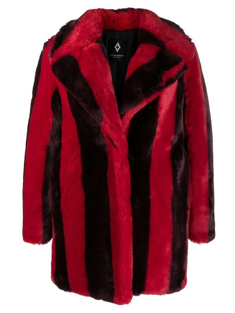 Marcelo Burlon County Of Milan striped faux-fur coat - Red