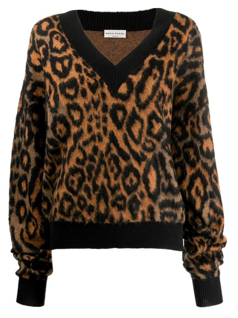 Sonia Rykiel leopard print jumper - Brown