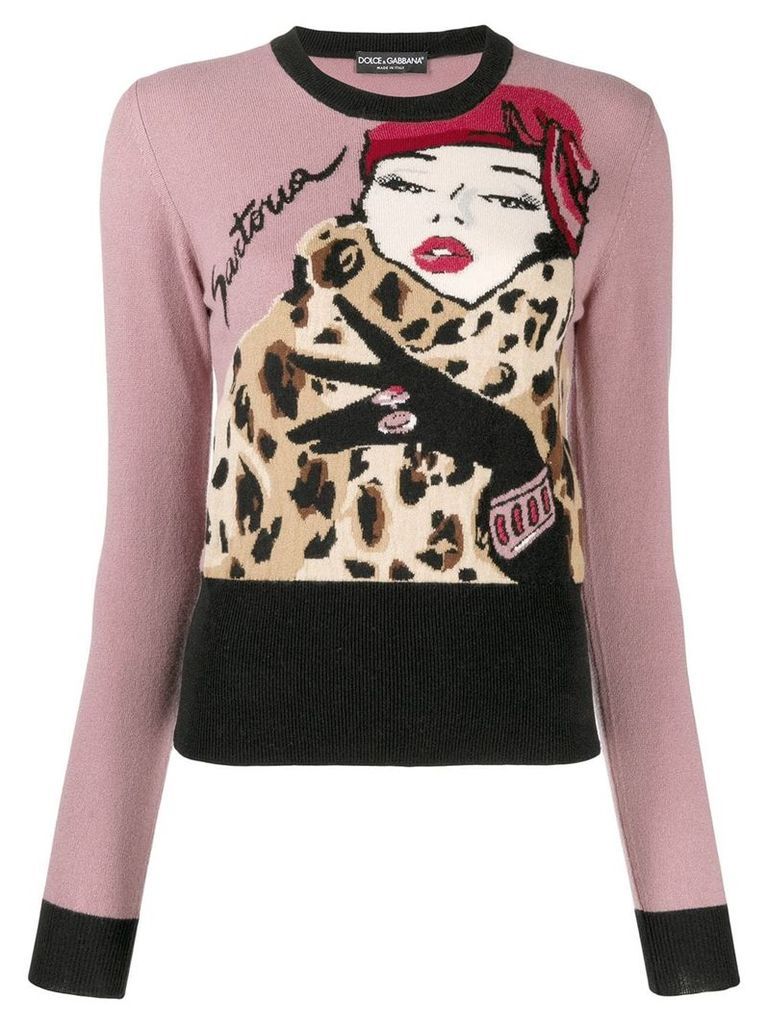 Dolce & Gabbana print crew neck knitted top - PINK
