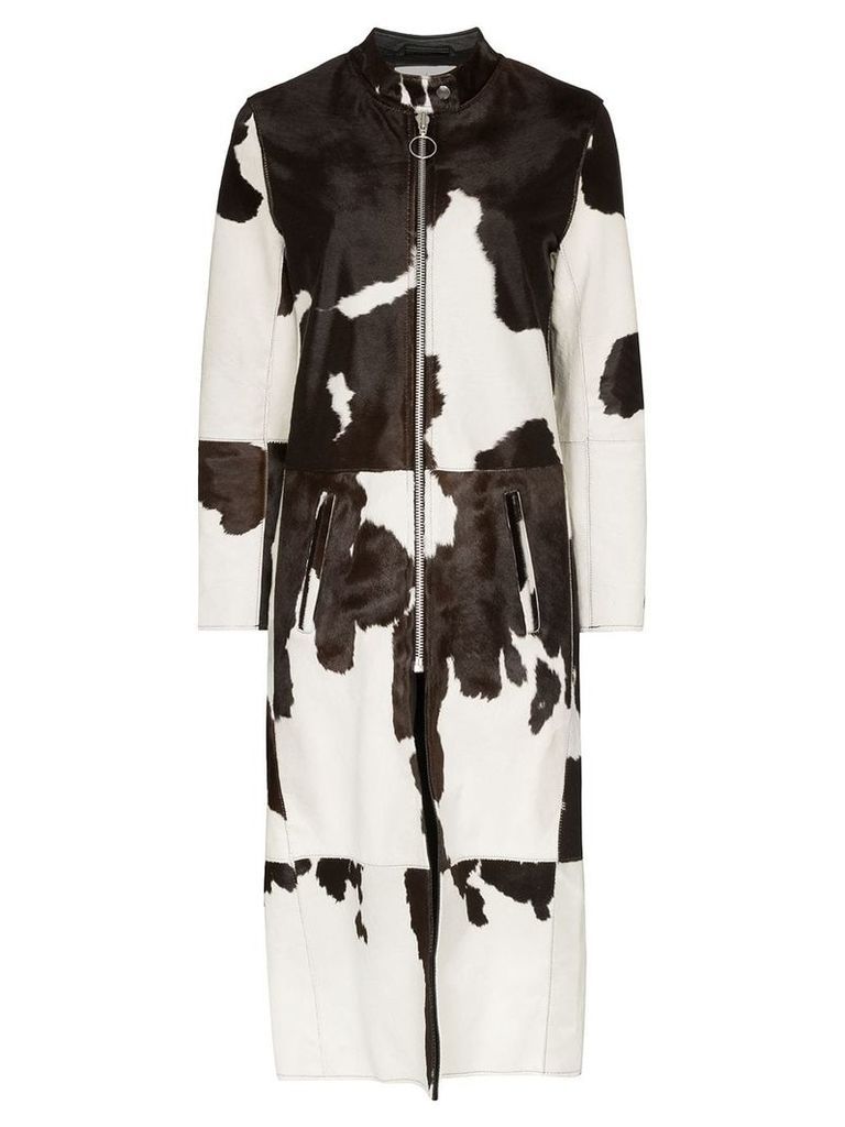 Marques'Almeida cow-print long coat - Black