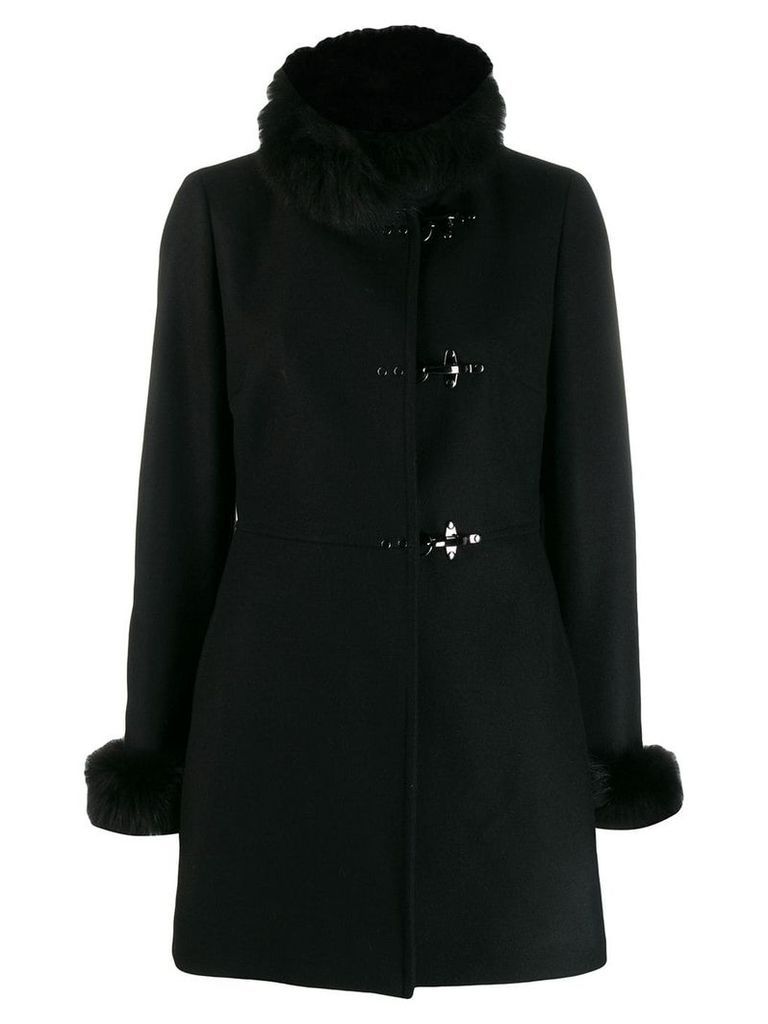 Fay fur trim duffle coat - Black
