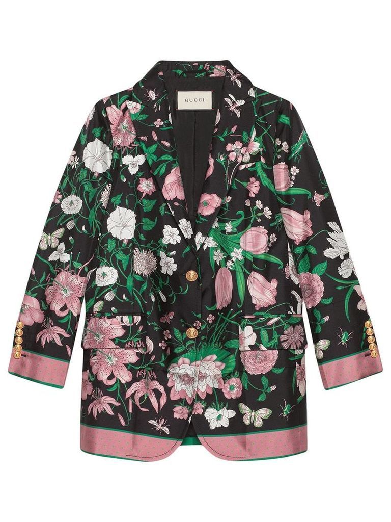 Gucci Silk jacket with Flora print - Black
