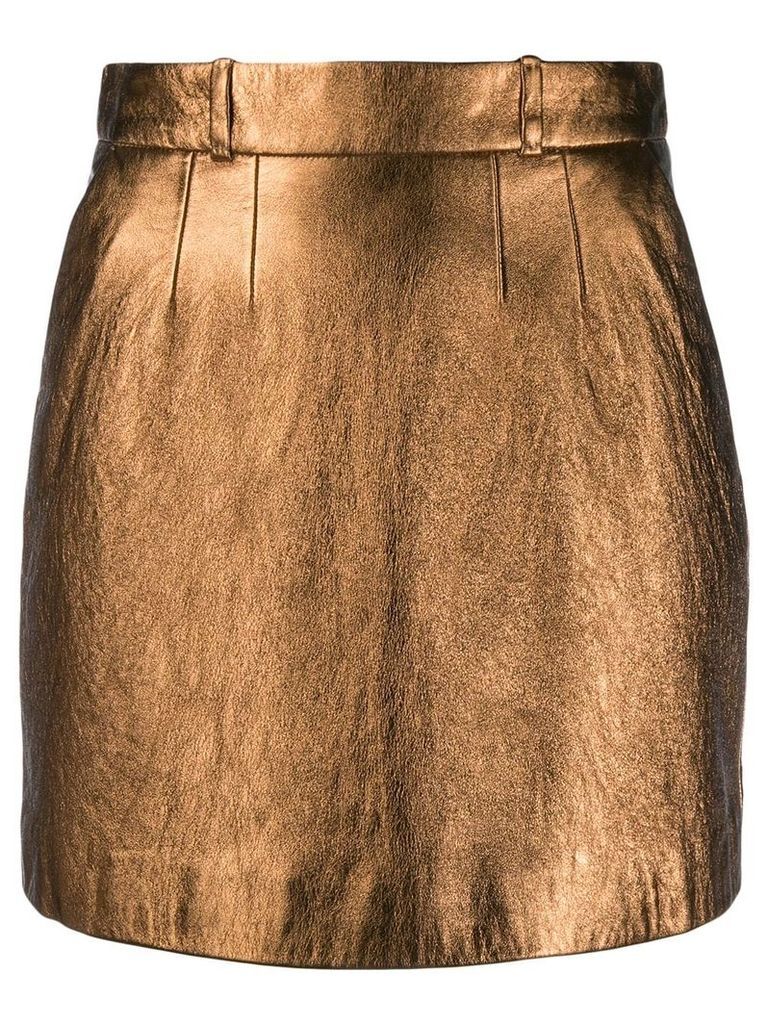 Saint Laurent metallic leather mini-skirt - GOLD