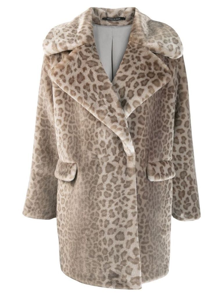 Tagliatore leopard print coat - NEUTRALS