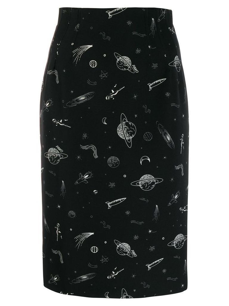 Pinko space print pencil skirt - Black