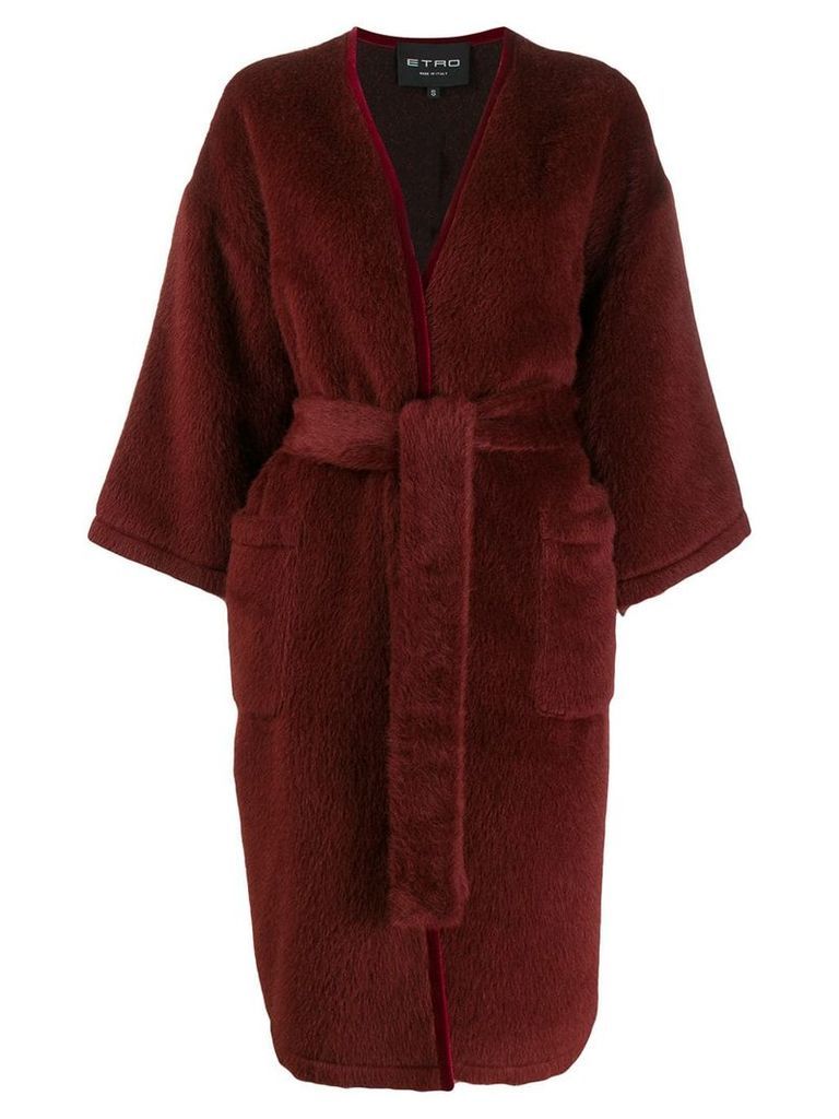 Etro belted midi coat - Red