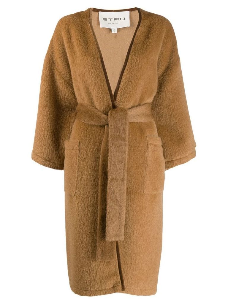 Etro belted midi coat - NEUTRALS