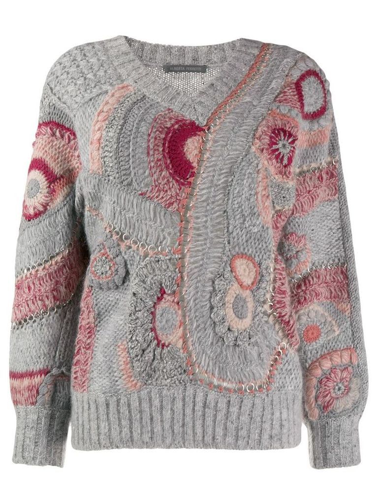 Alberta Ferretti Eyelet patterned knit jumper - Grey