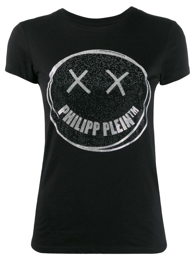 Philipp Plein rhinestone smiley face T-shirt - Black