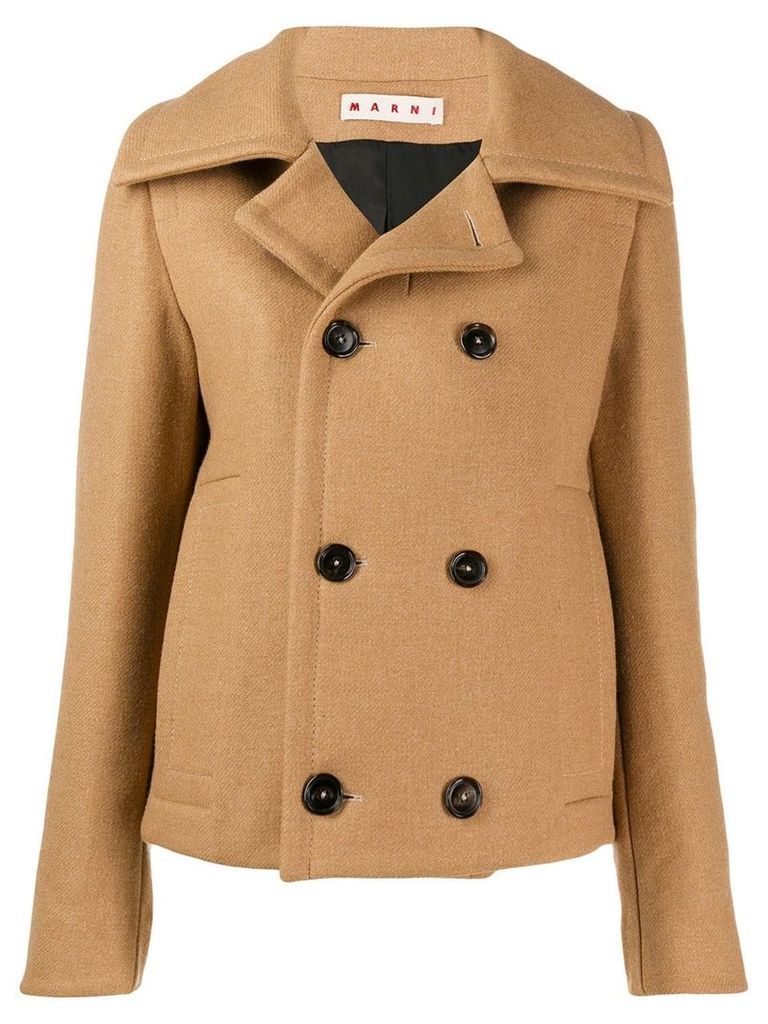 Marni cropped double-breasted coat - Brown