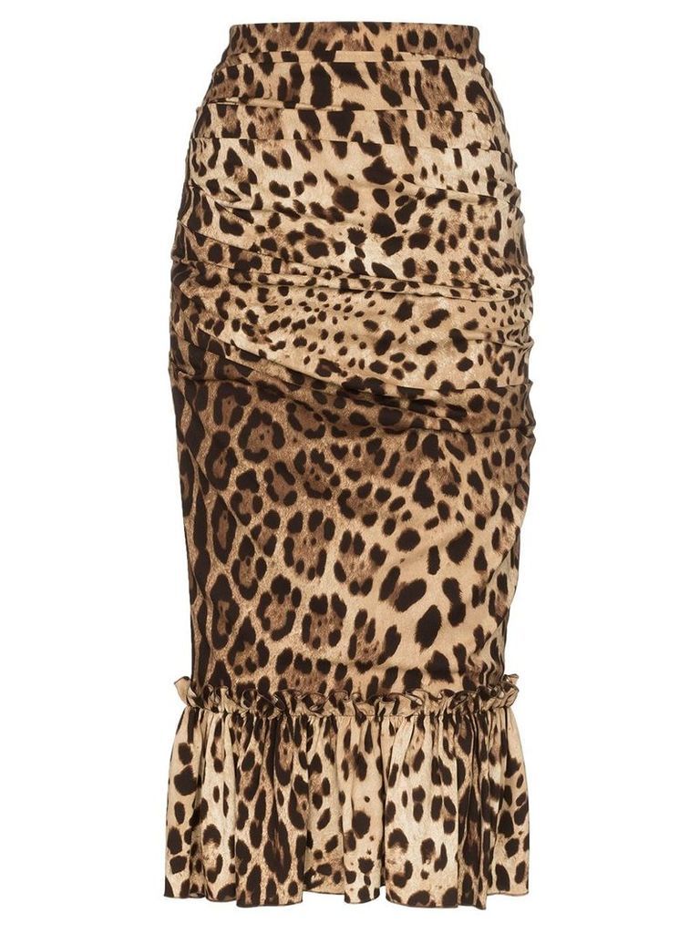 Dolce & Gabbana leopard print pencil skirt - Brown