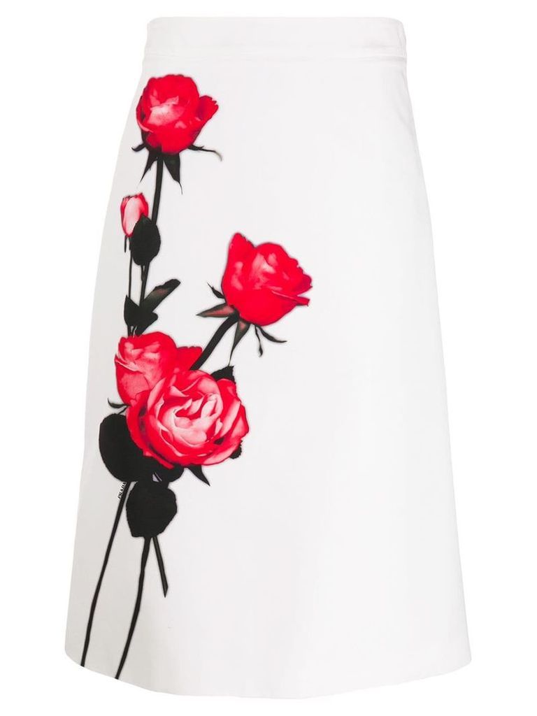 Prada floral print pencil skirt - White