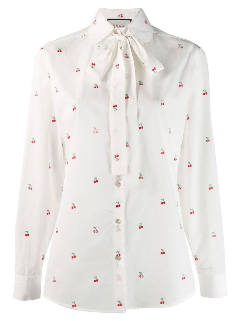 Gucci cherry embroidered blouse - White