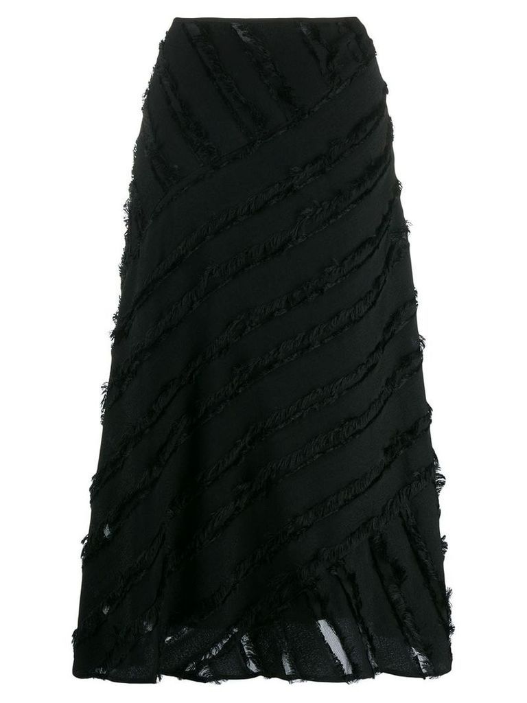 DKNY fringed trim mid-length skirt - Black