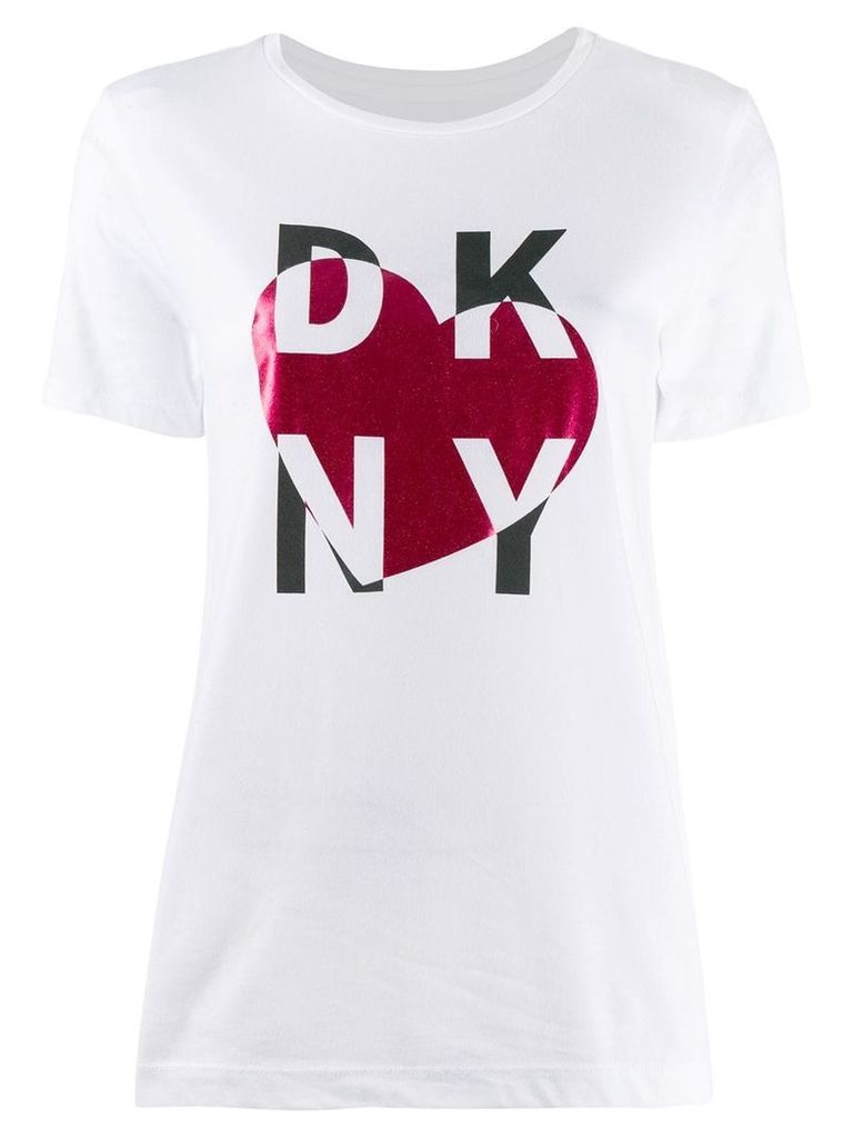 DKNY heart logo print T-shirt - White