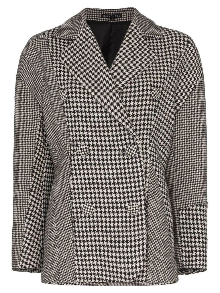 Blindness houndstooth double-breasted coat - Black