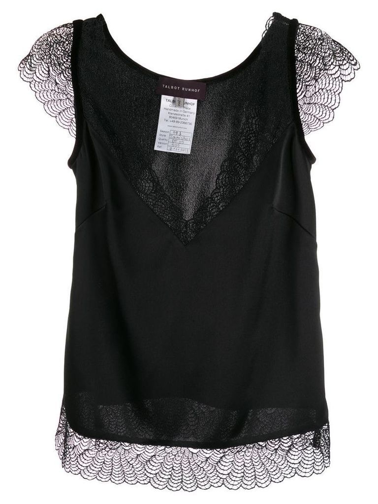 Talbot Runhof lace contrast blouse - Black