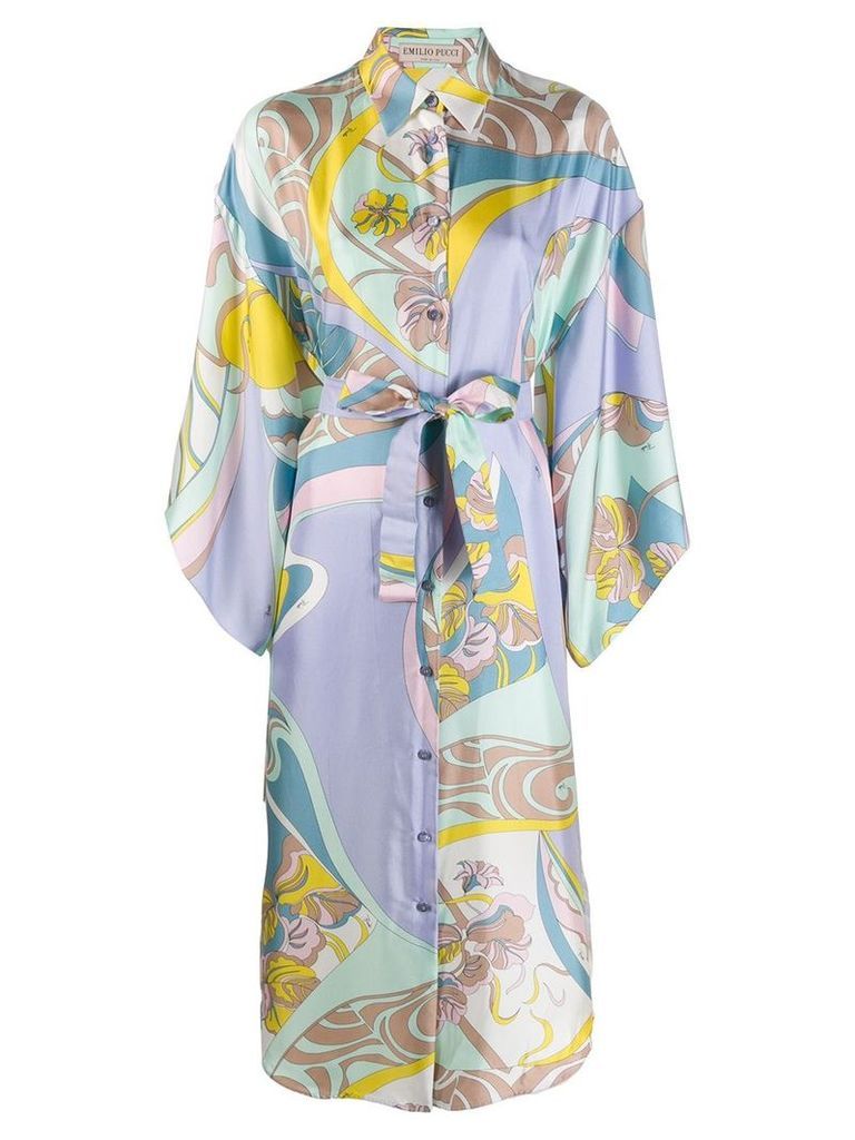 Emilio Pucci abstract floral print shirt dress - Yellow