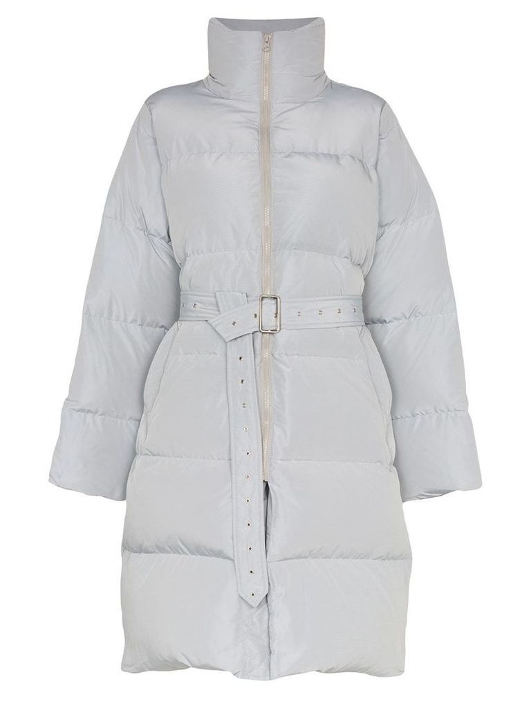 Blindness belted mid-length puffer coat - Grey