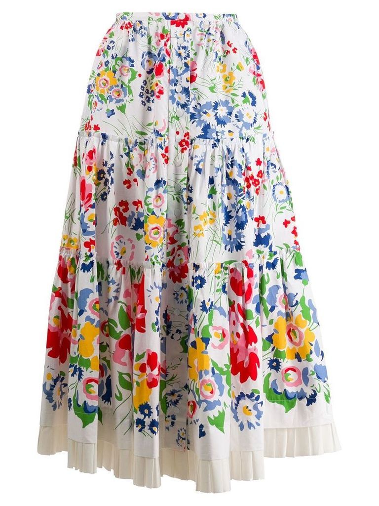 Marc Jacobs floral print midi skirt - White