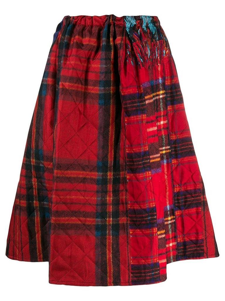 Pierre-Louis Mascia quilted check skirt - Red