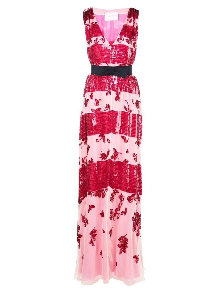 Carolina Herrera striped sequin-embroidery gown - PINK