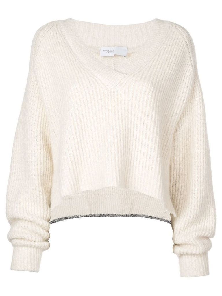 Rosetta Getty cropped V-neck sweater - White