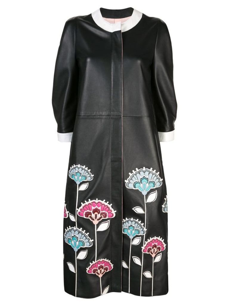 Carolina Herrera embroidered floral coat - Black