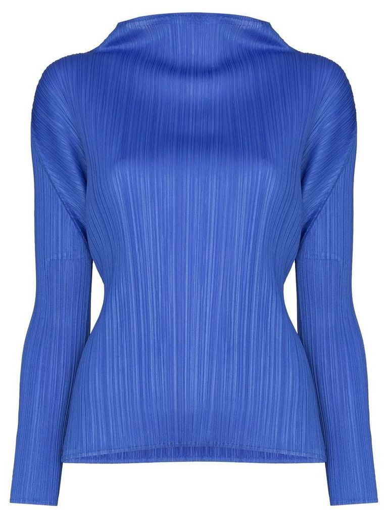 Pleats Please Issey Miyake high neck pleated top - Blue
