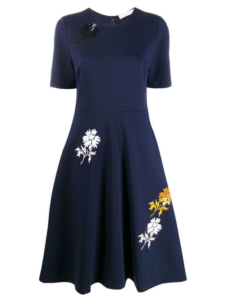 Tory Burch floral print flare dress - Blue
