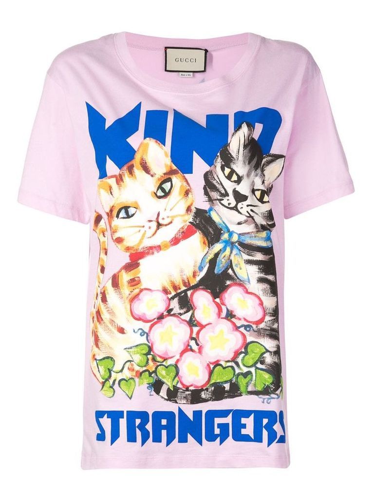 Gucci Kind Strangers cat print T-shirt - Pink