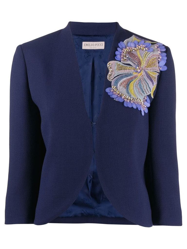 Emilio Pucci sequinned flower blazer - Blue