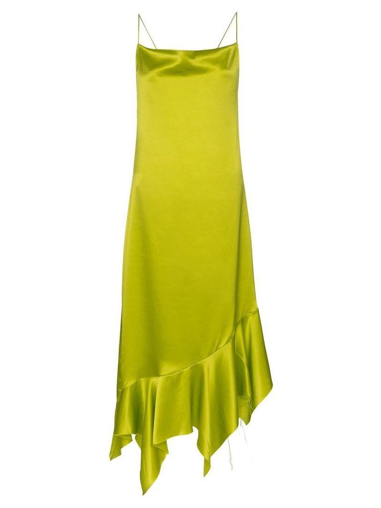 Marques'Almeida asymmetric hem silk dress - Green