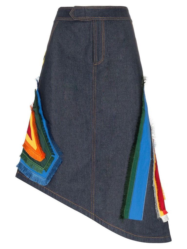 Angel Chen embroidered denim skirt - Blue