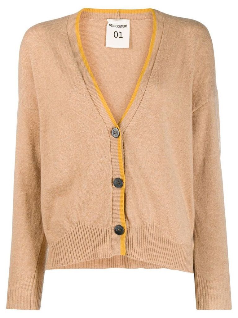 Semicouture contrast trimmed cardigan - NEUTRALS