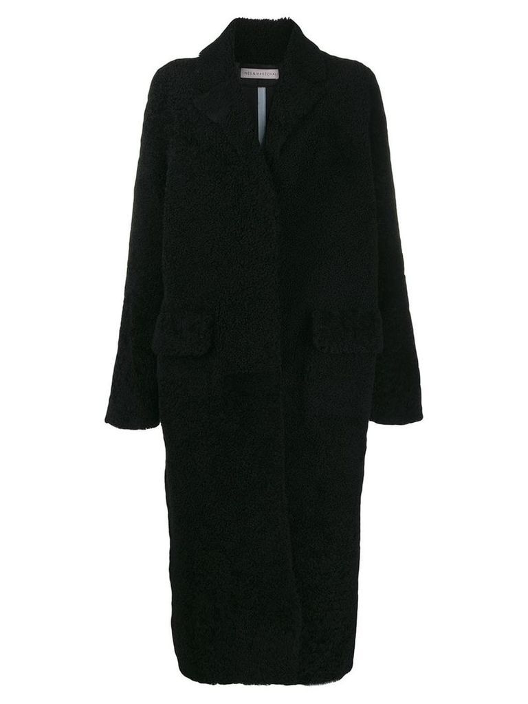 Inès & Maréchal textured long-length coat - Black